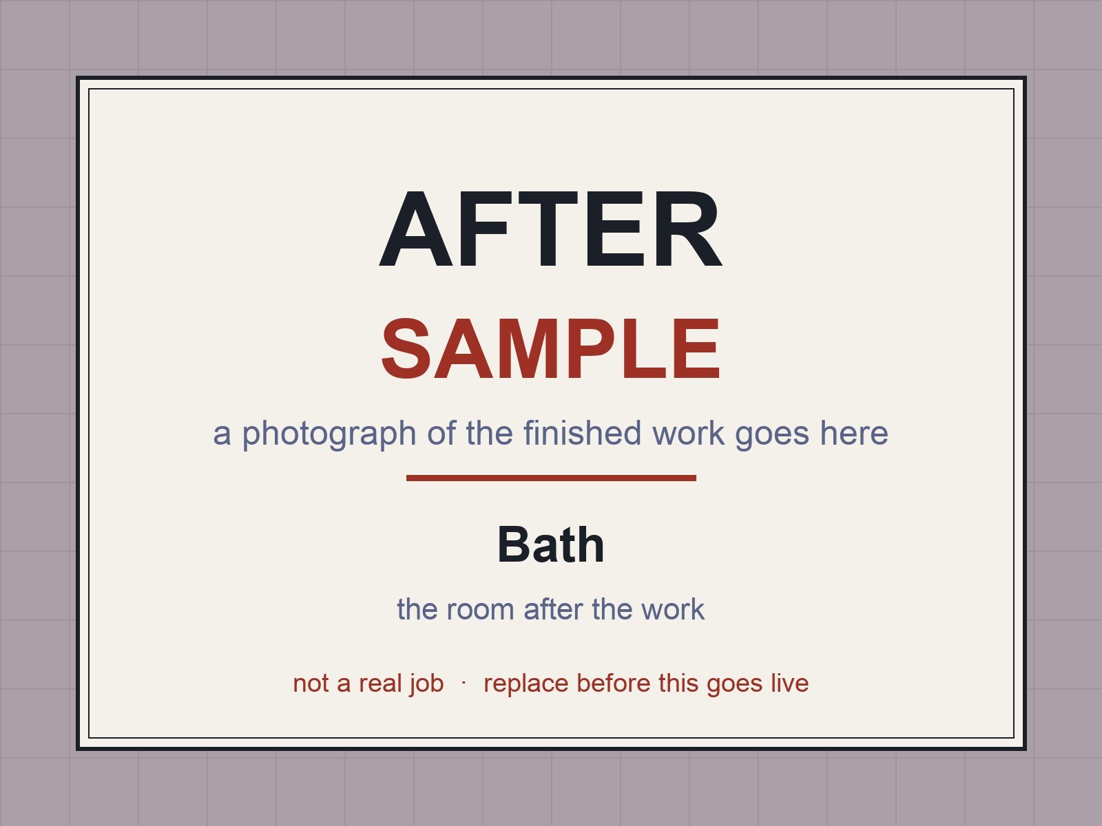 Bath, Watertown, SAMPLE — not a real job. Finished work.