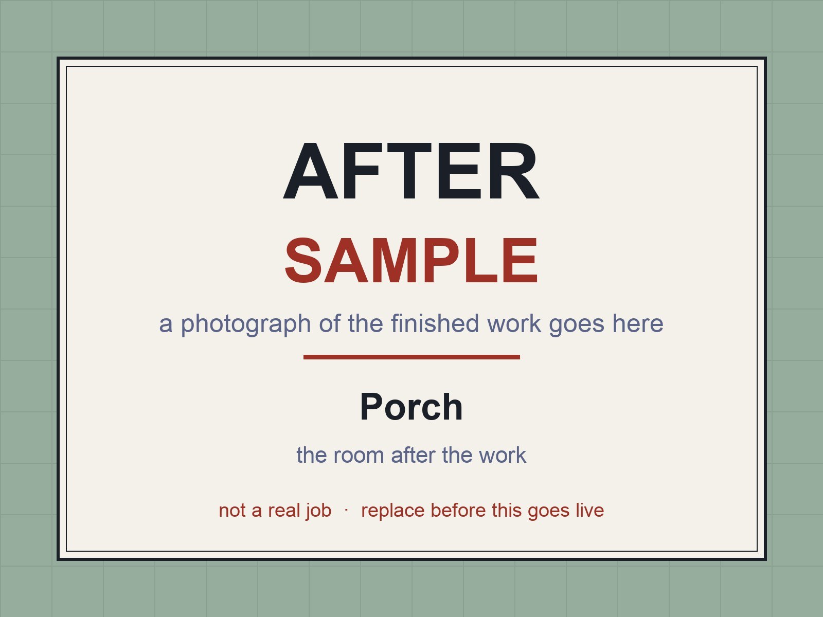 Porch, Lebanon, SAMPLE — not a real job. Finished work.